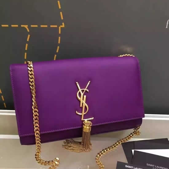 Replica Saint Laurent Medium Monogramme Tassel Bag In Purple Calfskin